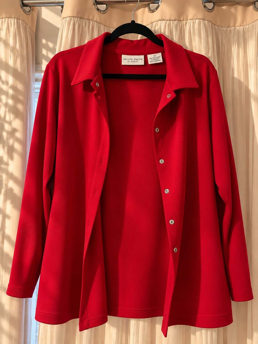 Jaclyn Smith Classic Red Long Sleeve Button Down Shirt Size 1X